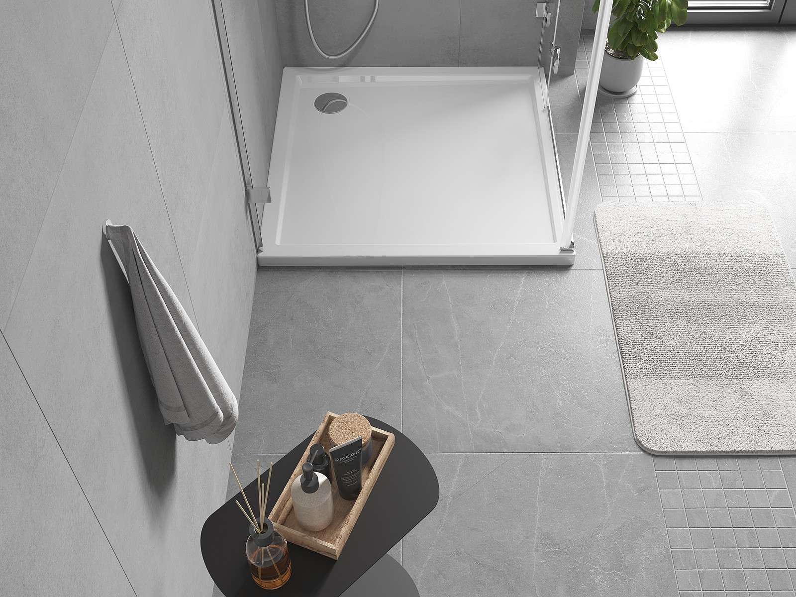 Mexen Flow brodzik kwadratowy slim 70 x 70 cm, biały połysk - 46S107070